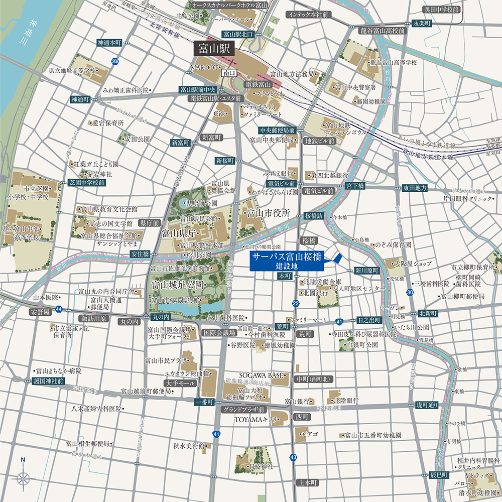 サーパス富山桜橋：案内図