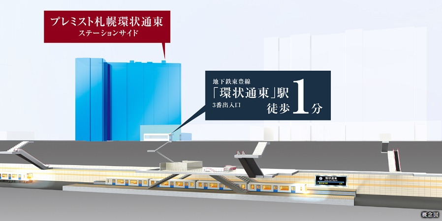 プレミスト札幌環状通東ステーションサイド 都心直結の地下鉄駅隣接、徒歩1分で。