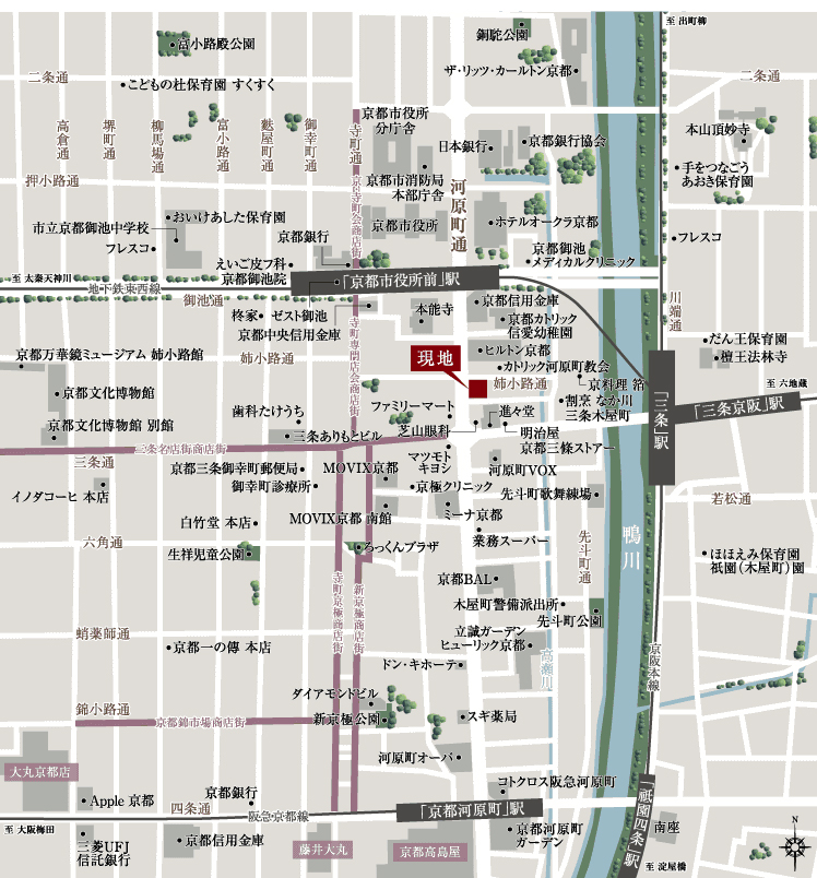 ローレルコート京都河原町三条：案内図