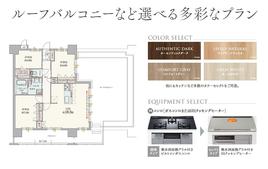 ファーネスト鹿大前グレイス ルーフバルコニー付き住戸など多彩なプラン