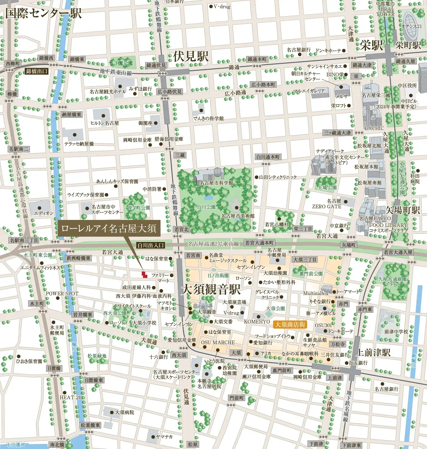 ローレルアイ名古屋大須：案内図