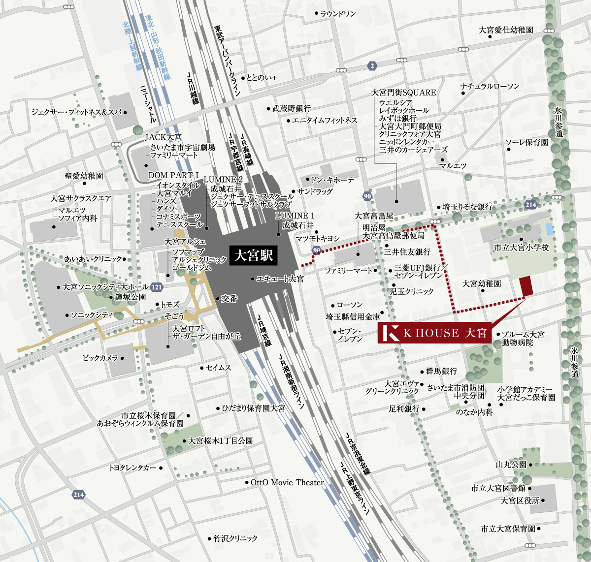 K HOUSE 大宮：案内図