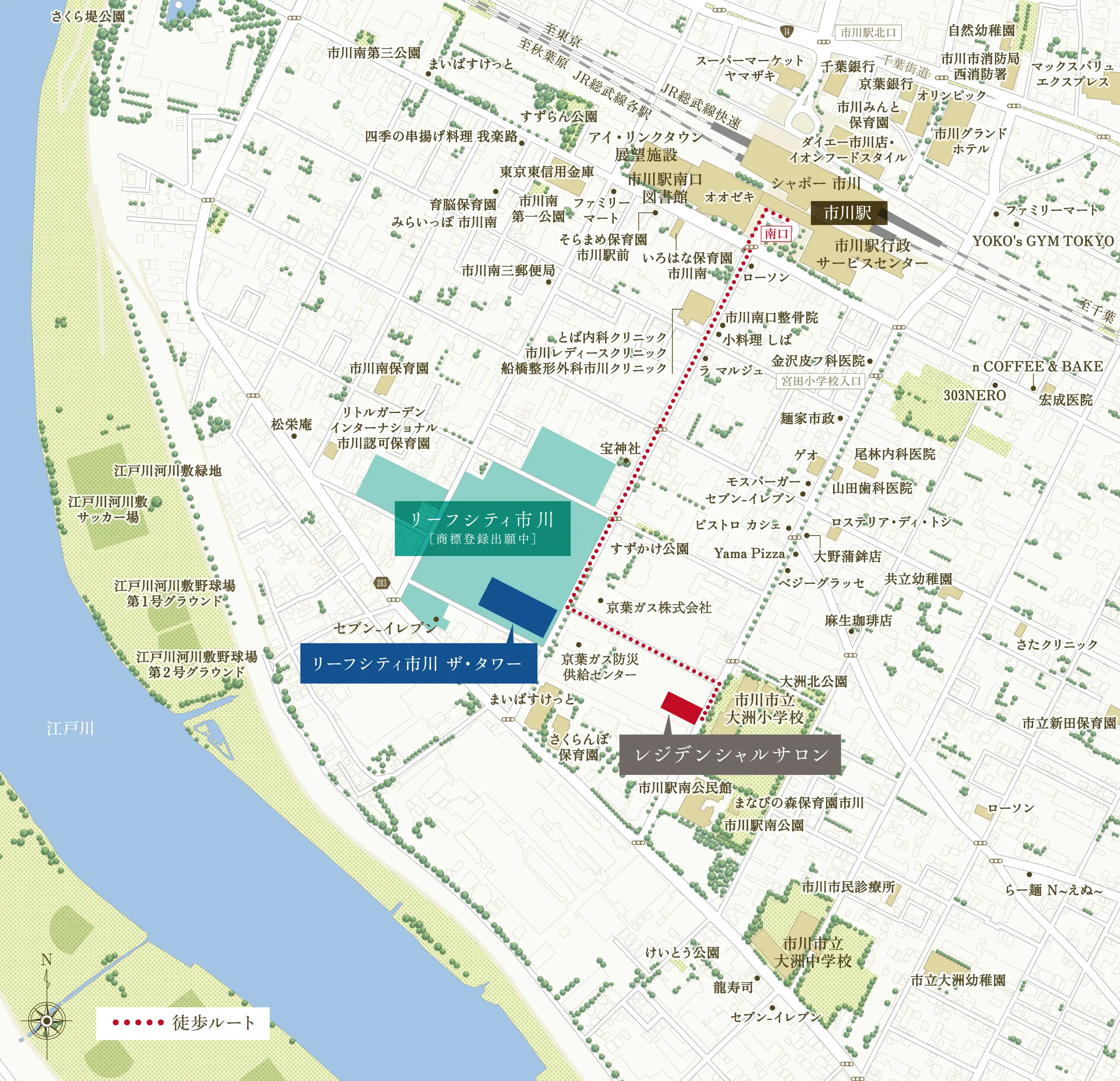 リーフシティ市川　ザ・タワー：モデルルーム地図
