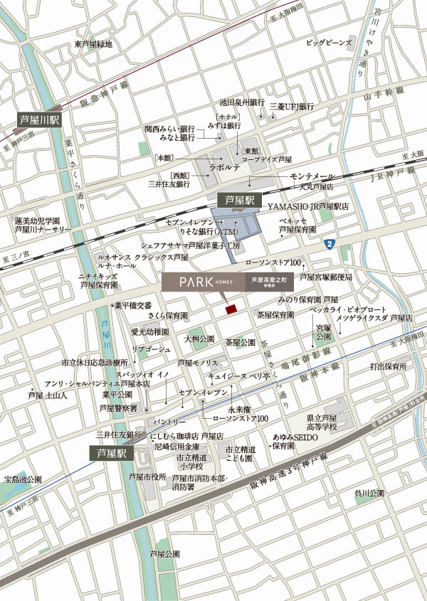 パークホームズ芦屋茶屋之町　桜憬邸：案内図