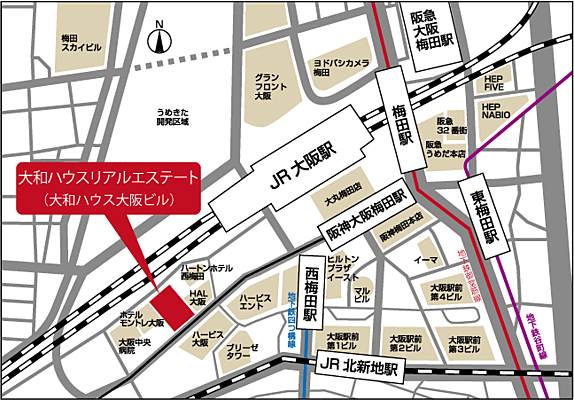 大和ハウスリアルエステート株式会社 大阪中央営業所の周辺地図