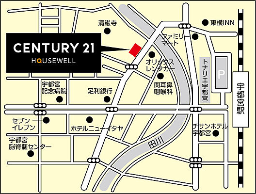センチュリー21 ハウスウェル株式会社 宇都宮店の周辺地図