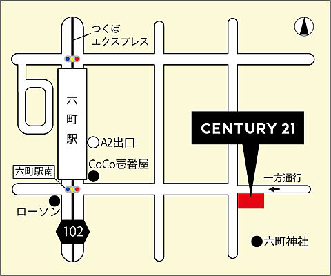 ウィズライフ株式会社　センチュリー21　ウィズライフ六町駅前店の周辺地図