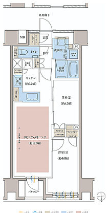 レーベン京都河原町五条 ONE SUITE 間取り L
