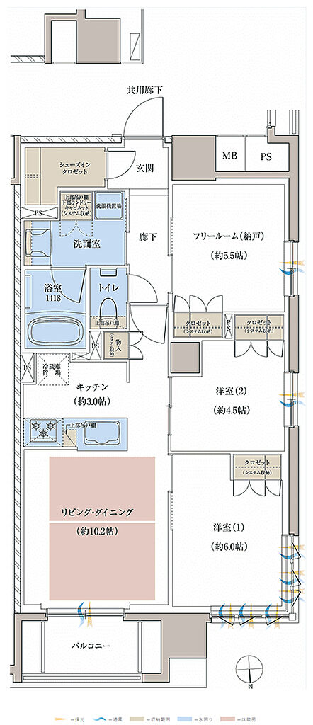 レーベン京都河原町五条 ONE SUITE 間取り Q