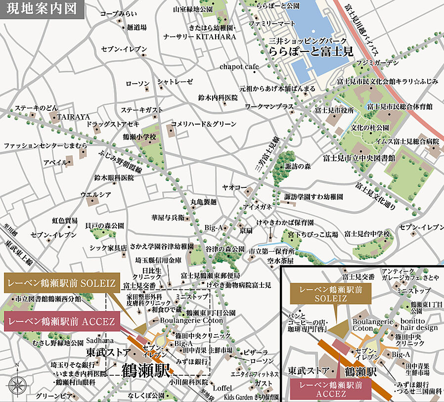 レーベン鶴瀬駅前 SOLEIZ：案内図