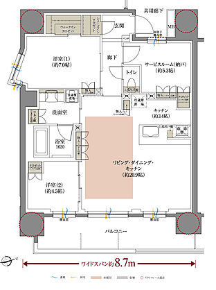 レーベン姫路The Terrace 間取り A（2～7階）