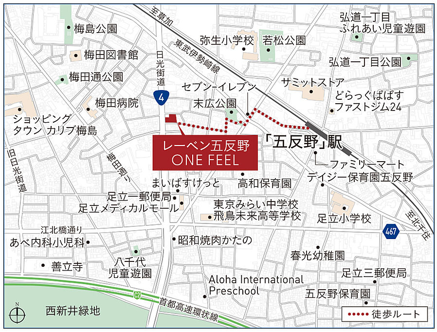 レーベン五反野 ONE FEEL：案内図