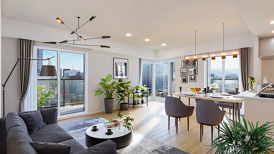 クリオ札幌グランクラス リビング・ダイニング・キッチン完成予想図（Aタイプ／有償設計変更プラン/分譲済）