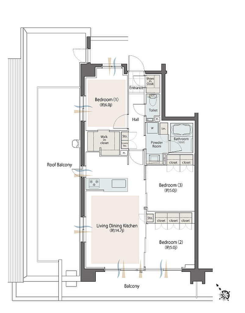 クリオ成増グレイスコート 間取り 【先着順申込受付住戸（キャンセル住戸）】J