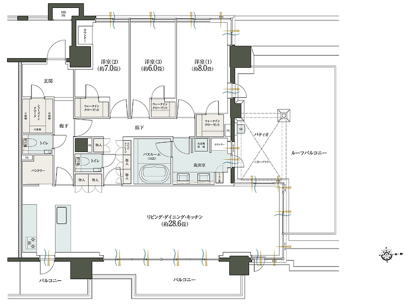 クリオ レジダンス立川パークサイド 間取り E-Y