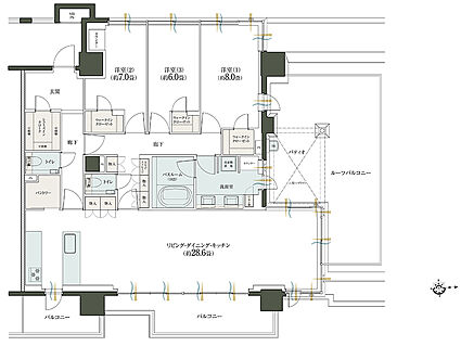 クリオ レジダンス立川パークサイド 間取り E-Y