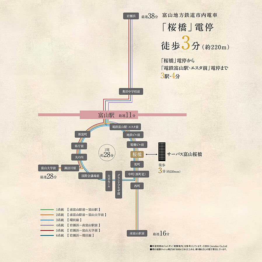 サーパス富山桜橋：交通図