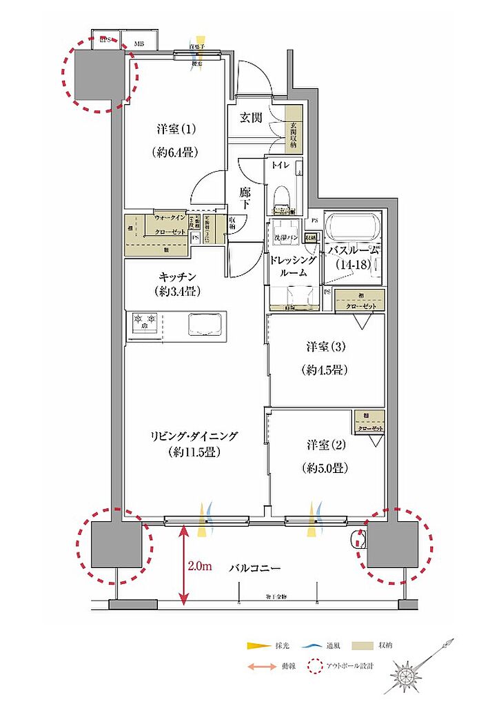 サーパス庚午中ザ・レジデンス 間取り B