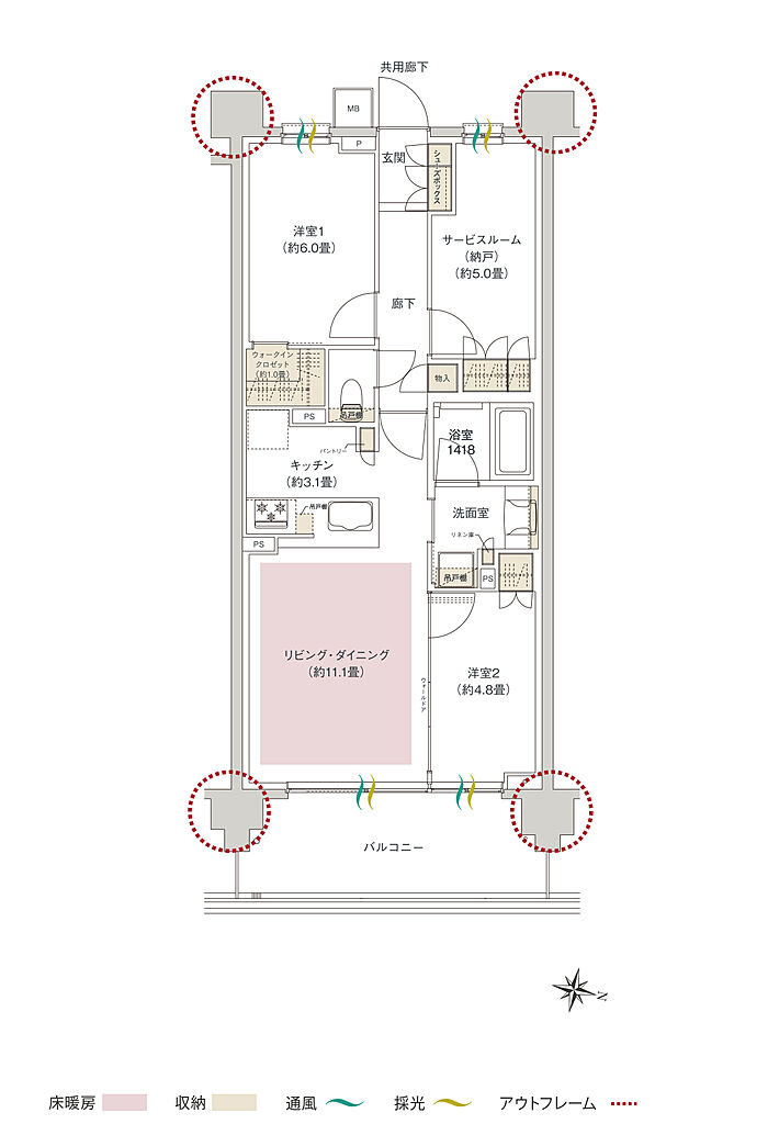 ヒルズグランデ稲毛 間取り 【エアリーマークス（先着順）】B66A