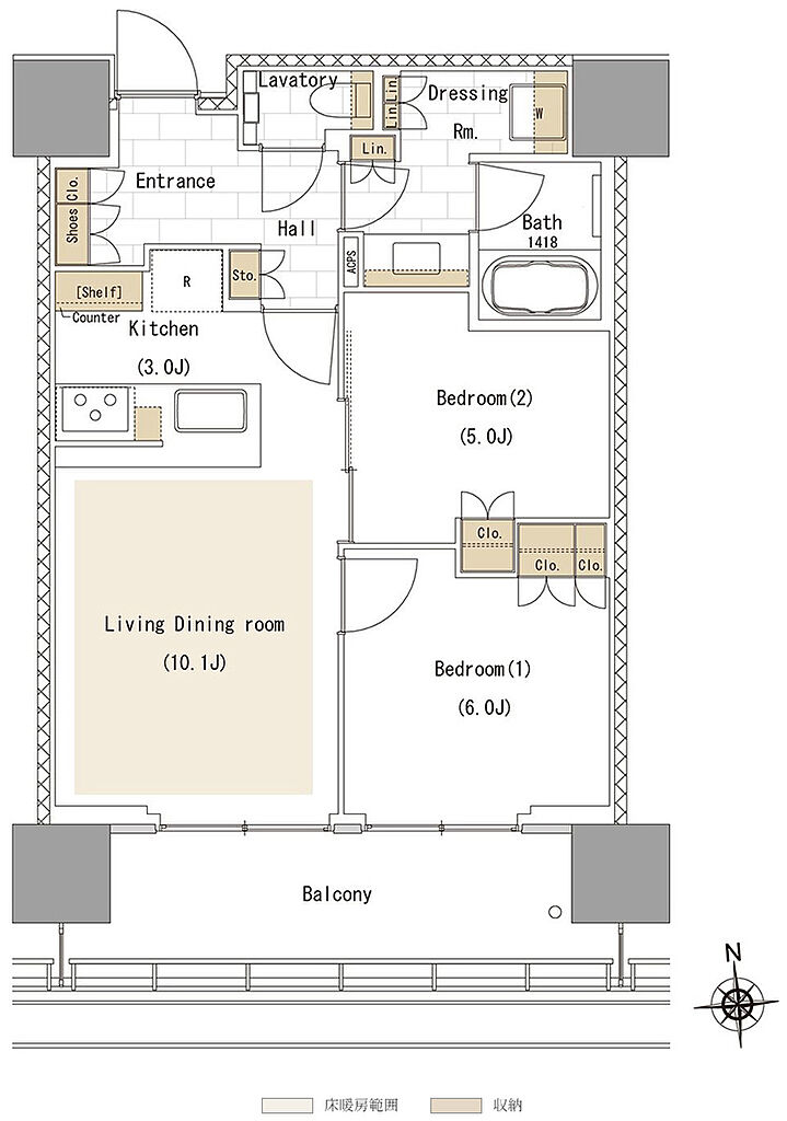 リビオタワー品川 間取り 【3期1次】55Ds