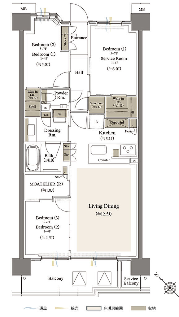 リビオシティ文京小石川 間取り 【第三期1次】E-72L