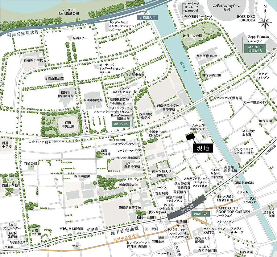 リビオ西新二丁目：案内図
