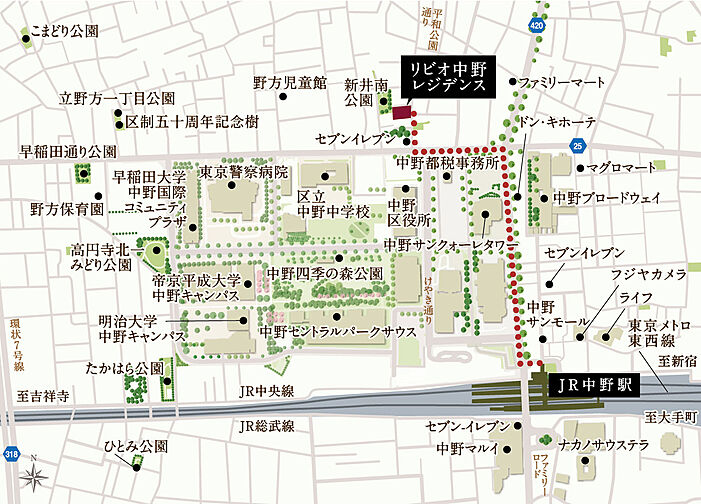 リビオ中野レジデンス 現地案内図