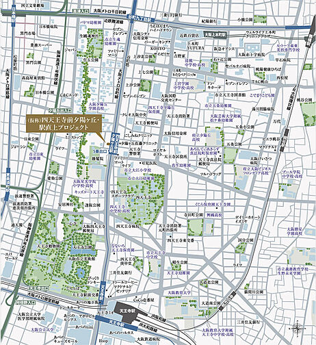 (仮称)四天王寺前夕陽ヶ丘・駅直上プロジェクト 現地案内図