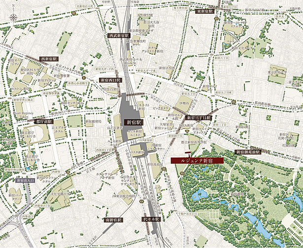 ルジェンテ新宿 現地案内図