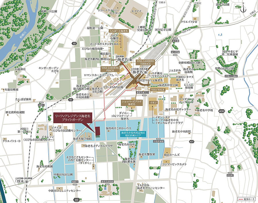 リーフィアレジデンス海老名ブライトガーデン：案内図