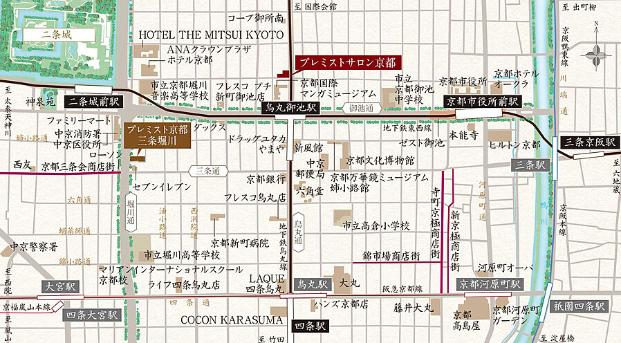 プレミスト京都 三条堀川：案内図