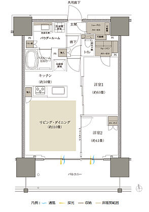 プレミストタワー船橋 間取り 55B-1