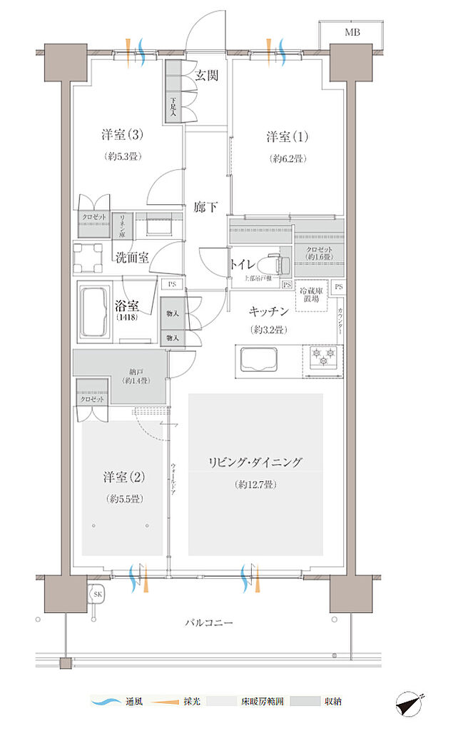 多摩川シーズンズ 間取り 【先着順】C24