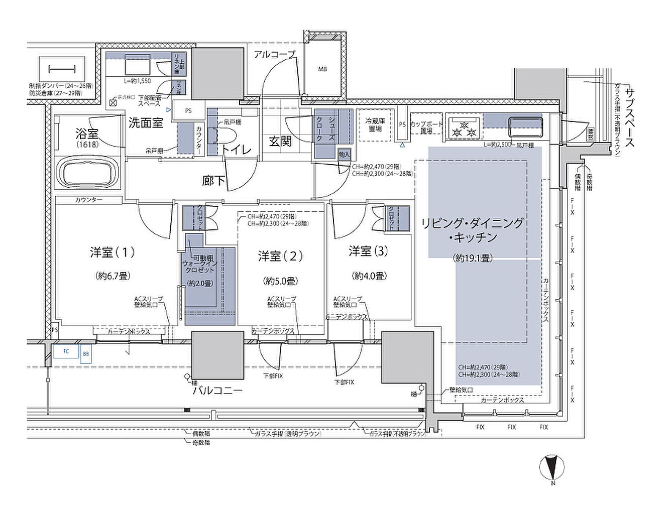 グランドメゾン梅田レジデンスタワー 間取り S-81NW