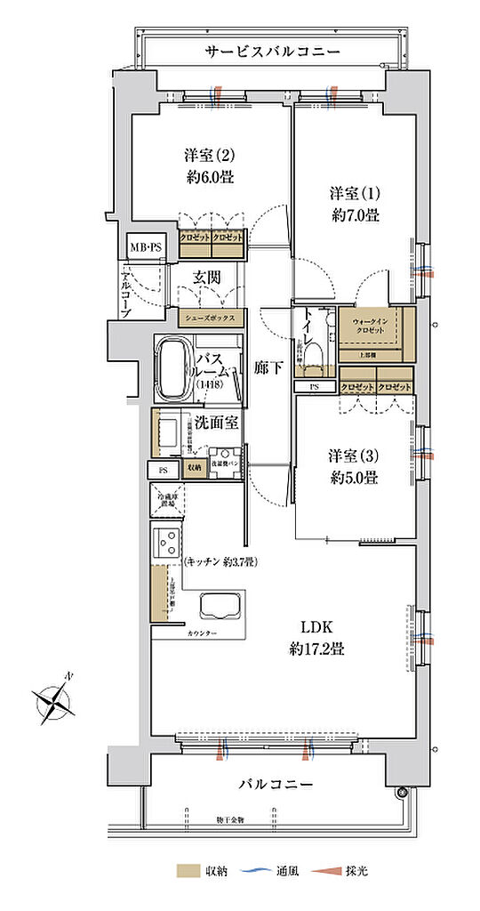 ワコーレ六甲ザ・レジデンス 間取り F1