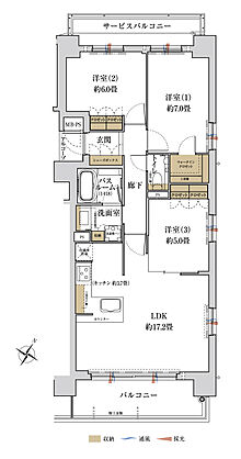 ワコーレ六甲ザ・レジデンス 間取り F1