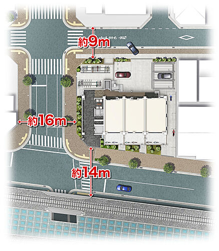 ワコーレKOBE新長田ソルシエール 敷地配置図・1階平面図イメージイラスト