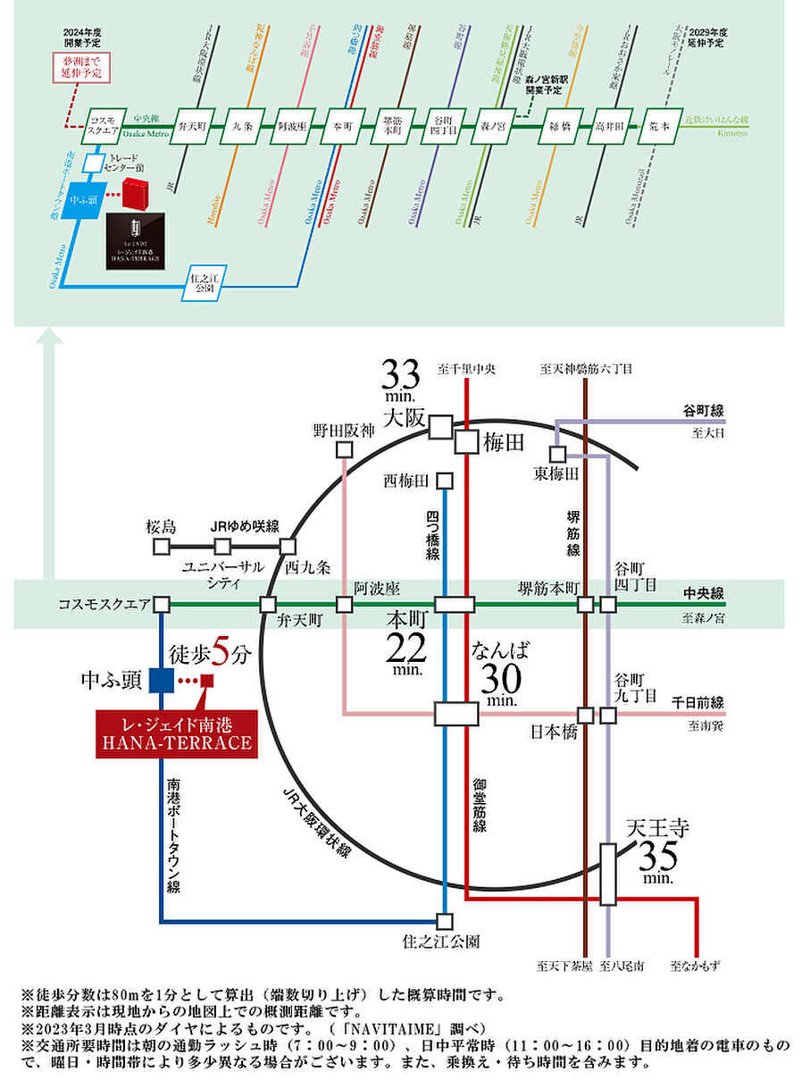 レ・ジェイド南港：交通図
