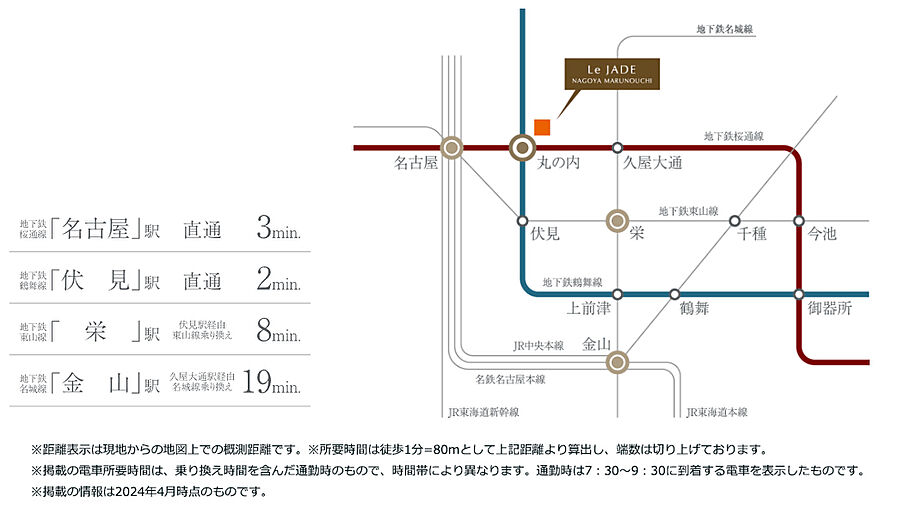 レ・ジェイド名古屋丸の内：交通図