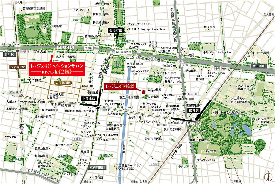 レ・ジェイド鶴舞：案内図