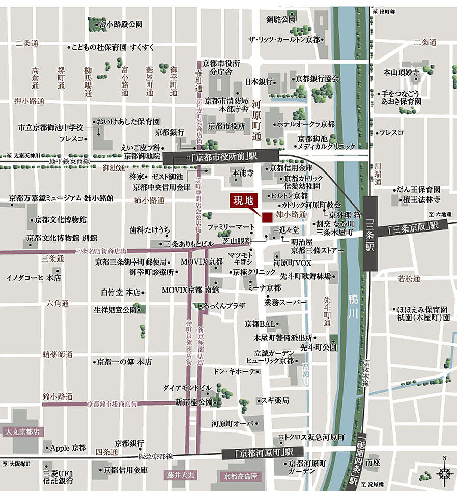 ローレルコート京都河原町三条：案内図