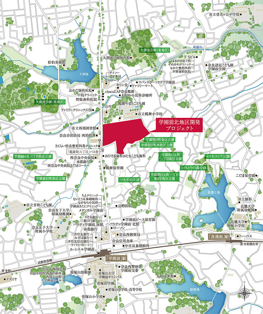学園前北地区開発マンションプロジェクト（THE　1st　STAGE）：案内図