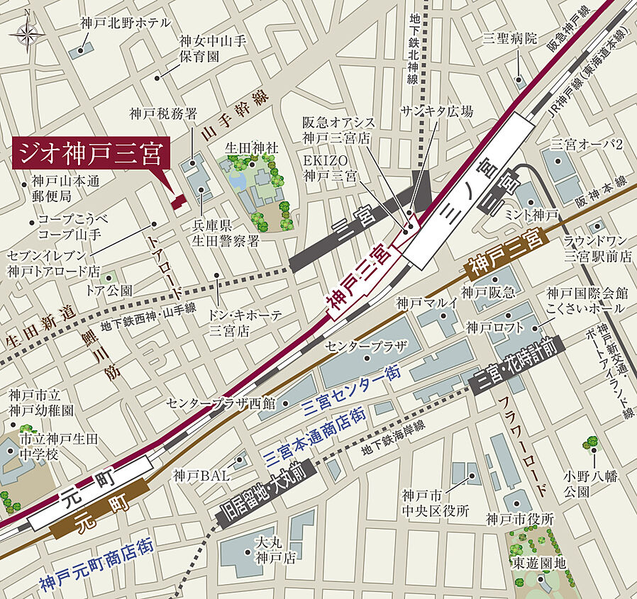 ジオ神戸三宮：案内図