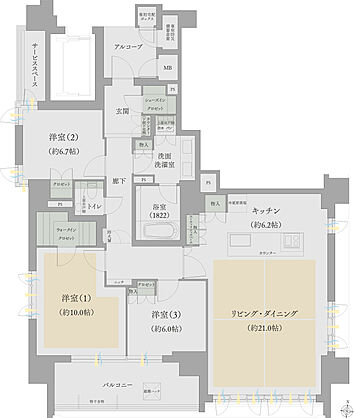 ジオ白壁 間取り E