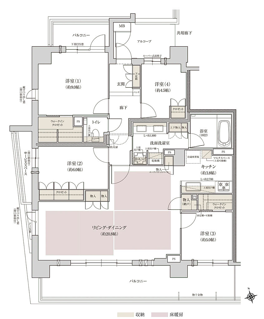 ジオ阿倍野松崎町グランテラス 間取り E