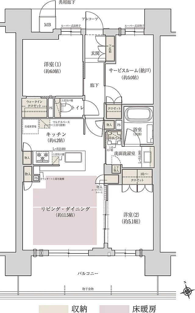 ジオ阿倍野松崎町グランテラス 間取り B【MENU02】
