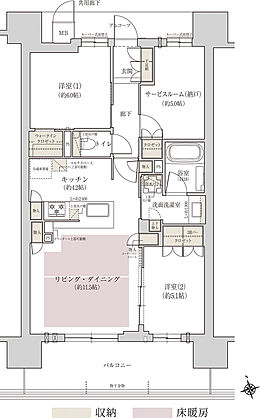 ジオ阿倍野松崎町グランテラス 間取り B【MENU02】