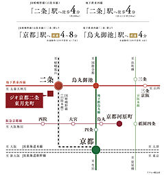 ジオ京都二条東月光町 アクセス図