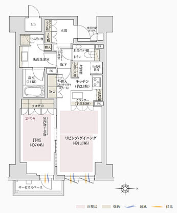 ジオ東洞院御池 間取り E
