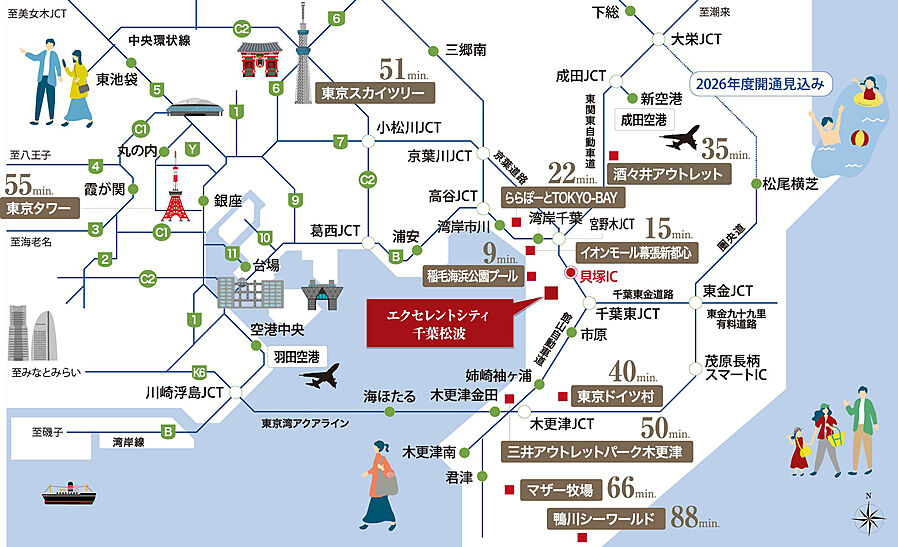 エクセレントシティ千葉松波：交通図